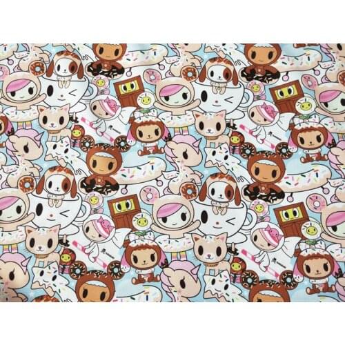 145cm Width Cartoon Unicorn Donuts Dog Printed Canvas Fabric For Cushion Cover/Diy Handbag/Slipcover/Curtain DIY Sewing