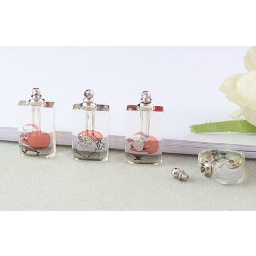 2PCS Christmas Santa Claus Crystal vial pendant Mini Perfume oil bottle necklace jewelry pendant name on rice charms Pendants