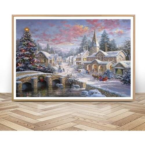 5d Diy Diamond Painting Igloo Winter Landscape Diamond Mosaic Full Round Dill Diamond Embroidery 3D Snow Scenery Crafts Gift
