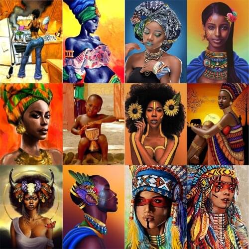 3d Diy Diamond Painting Complete Round Diamonds Brown Skin Girl Diamond Embroidered Rhinestone Picture Mosaic Home Decor