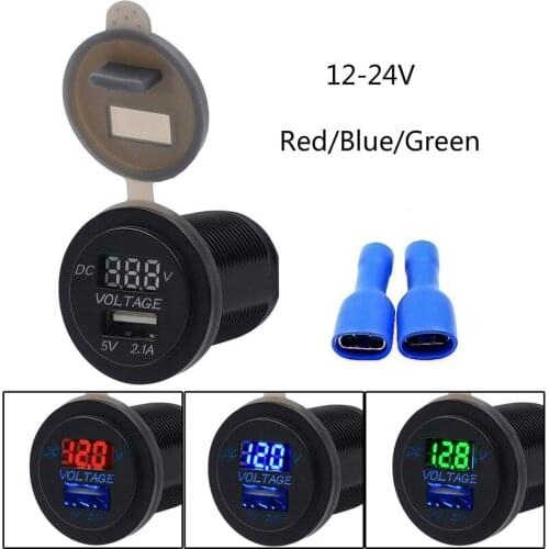 DC 12-24V 4.2A Dual USB Port Car Charger Cigarette Lighter Socket Power Adapter with LED Digital Voltmeter Meter Monitor
