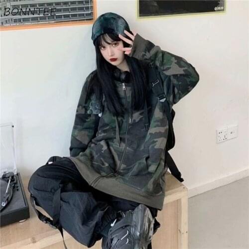 Basic Jackets Women Camouflage Pockets Loose Clothes Design Female Coat Daily Trendy College All-match Ulzzang Outerwear Autumn