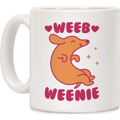 Weeb Weenie Dachshund White 11 Ounce Ceramic Coffee Mug