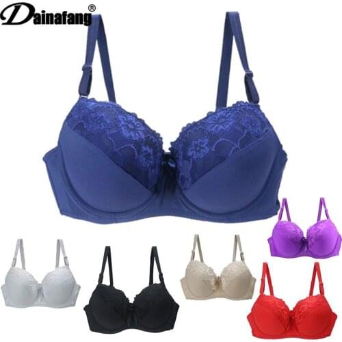 BCDE Cup Women Lace Push Up Bras lingerie Sexy Massage Cup Ladies Brassiere Floral Female Underwire Underwear 34-44 6 Colors