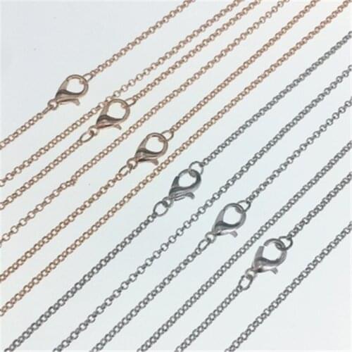 5pcs Gold Color Rolo Necklace Chains Bulk With Lobster Clasps Metal Open Link Chain Necklace For Diy Jewelry Making Length 50cm