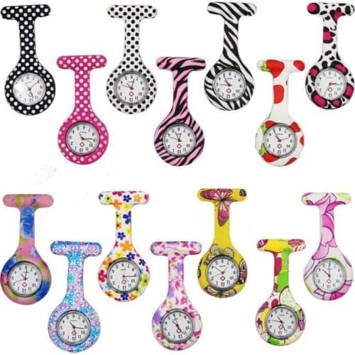 Nurse Watches Printed Style Clip-on Fob Brooch Pendant Pocket Hanging Doctor Nurses Medical Quartz Watch ZYV483