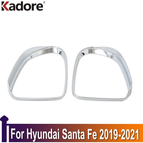 For Hyundai Santa Fe 2019 2020 2021 ABS Chrome Car Styling Side Rearview Door Mirror Cover Rain Guard Visor Trim Car Accessories