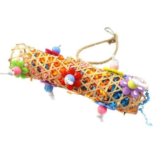 Small Bird Chewing Toy Handmade Conure Parrot Foraging Shredding Climbing Hanging Toy for Small Medium Birds