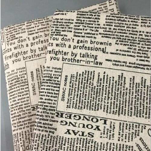 Newspaper Sewing Material DIY Handmade Quilting Cloth Fabric Patchwork Printed Cotton Linen Woven Resistant Cotton Linen 100cm