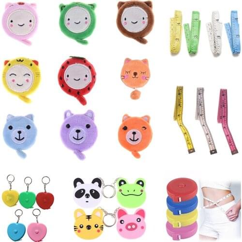 Cartoon Tape Measure Keychain Pull Ruler Metric Tape Measure Soft Flat Sewing Ruler Meter Sewing Fashion Design school supply
