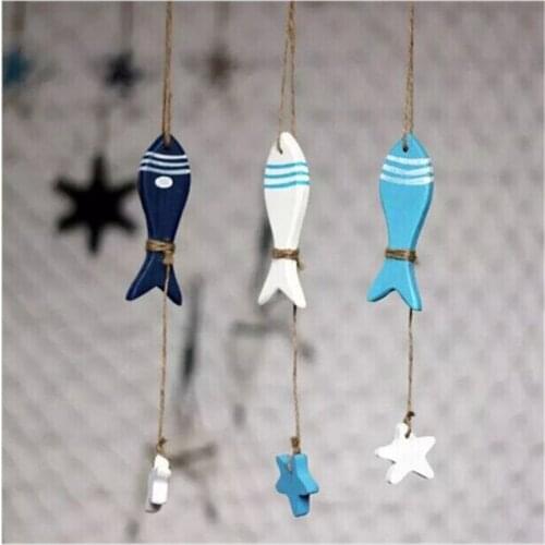 Fashion Fish/decorated Marine Pendant Mediterranean Starfish Fish Nautical Decor Hang Small Adorn Crafts Wood Home Decoration