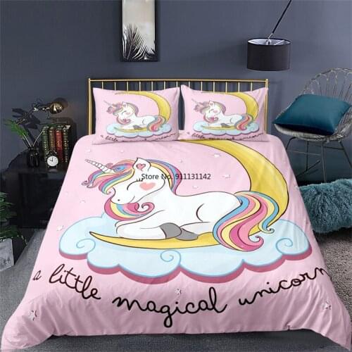Cartoon Children Bedroom Decorative Home Textile 3D Unicorn Print Comfortable Cover Pillowcase EU/US /AU/ UK Size