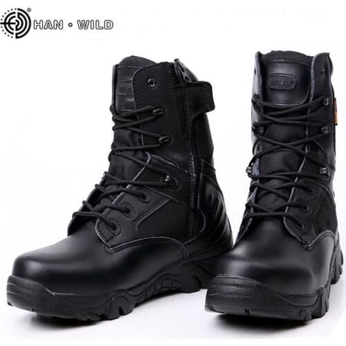 Tactical Army Boots For Men Winter Genuine Leather Waterproof Rubber Mens Boots Safety work Shoes Military Combat Ankle Boots