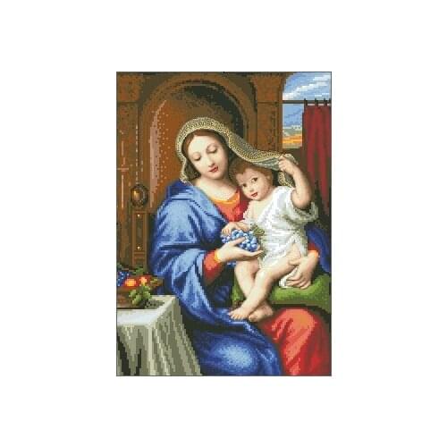 The Virgin of the Grapes Top Quality Embroidery Needlework Print 14CT Unprinted Art Cross Stitch Kits DIY Handmade Decor
