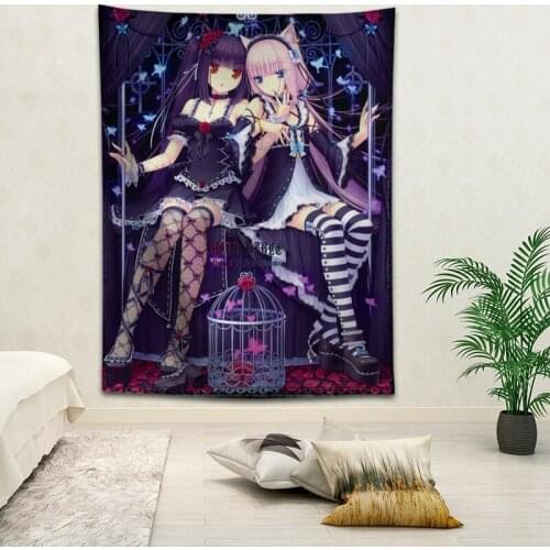 Hot Sale Custom Anime NEKO WORKS Printed Tapestry Background Decorative Tapestry Various Sizes Wall Hanging Decor