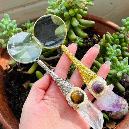 NEW!!!!Handheld Magnifier Crystal Mineral Handle Magnifier Fashion Decor