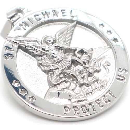 Unisex 316L Stainless Steel Star SAINT MICHAEL PROTECT Silver-Color Pendant Newest