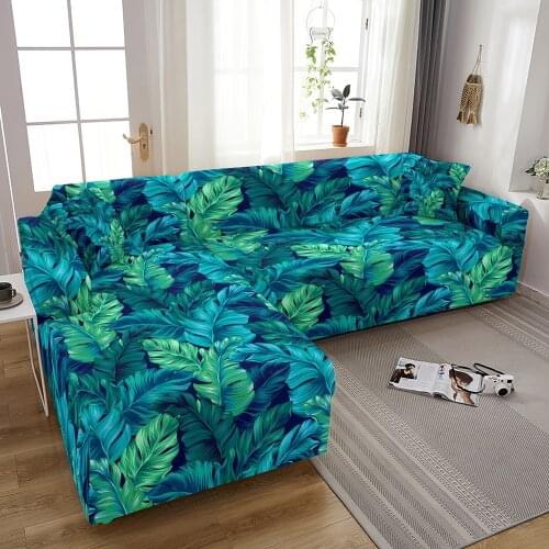 Sofa Slipcovers Tropical Plants Elastic Sofa Covers for Living Room Sectional Corner L shape Sofa Protector Couch Cover 1-4 Seat