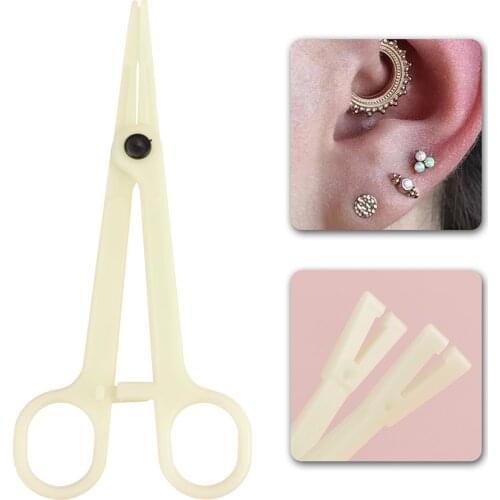 Pro Plastic Disposable Body Piercing Plier Round Open Clamp Body Ear Lip Navel Nose Tongue Piercing Forcep Tool
