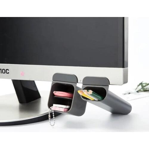 Office Rectangular Desktop Storage Box Computer Monitor Pocket Pencil Holder Home Desk Stationery Storage Organizer Pen Holder