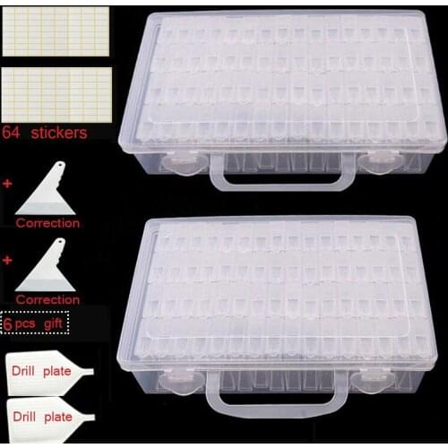 64/128/256 lattices Adjustable diamond painting tools Plastic Storage Box diamont Storage Box for Diamond Embroidery Craft Bead
