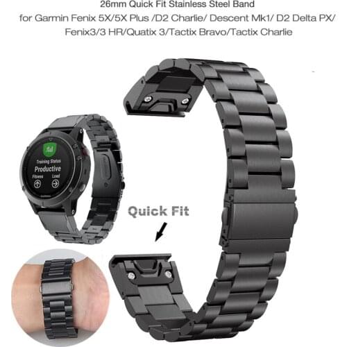 26 22 20MM Watchband Strap for Garmin Fenix 6X 6S 6 5X 5 5S Plus 3HR D2 S60 Watch Quick Release Stainless steel Wrist Band Strap