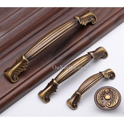 Retro 10PCS Pure Brass Antique Furniture Handles Drawer Pulls Cupboard Wardrobe Kitchen Shoe TV Cabinet Pulls Handles and Knobs
