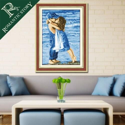 Romantic Story Hugging Lover Encounter Decorations Cross Stitch Needlework DIY 11CT Printing Cross Stitch For Embroidery Kits