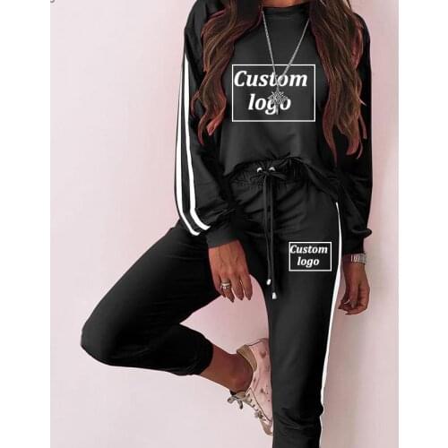 Tracksuit 2 Piece Set Women Long Sleeve t Shirt +Pants Suit Spring Autumn Sportswear Custom Your Logo Female Clothing