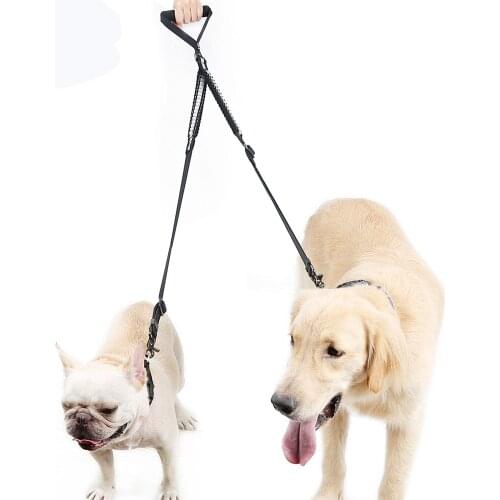 LeChong Pet Dog Leash Reflective Nylon Double Head Dog Leash Elastic Dog Hook Combo Pet Dog Leash Pet Supplies