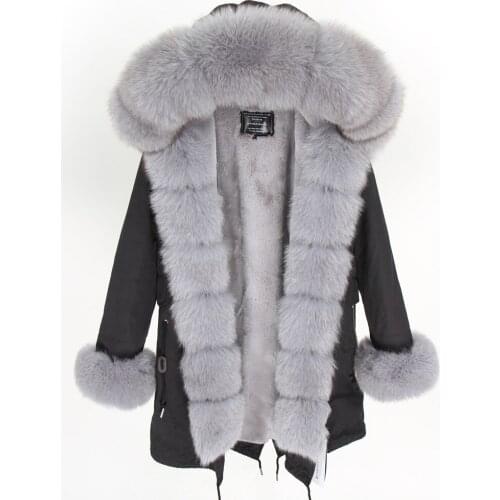 Warm winter fashion womens clothing Fox big fur collar plus velvet thickened long section Removable thick lining Winter jackets