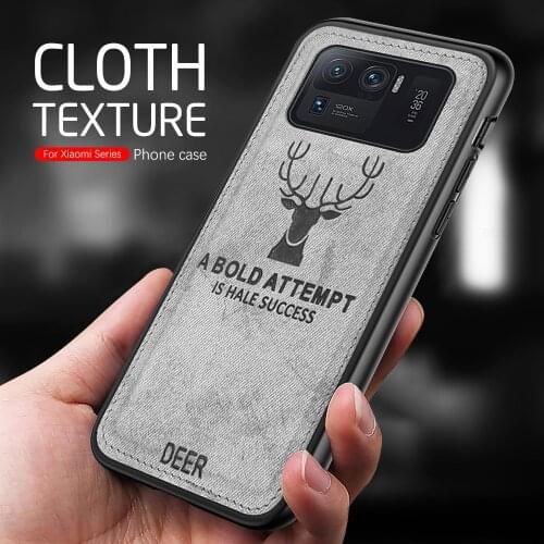 Deer pattern fabric cloth phone cover case for xiaomi mi 11 mi11 ultra 5g 2021 6.81' soft silicon bumper shockpoof protect coque