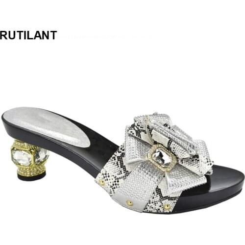 Latest Design African Women Wedding Shoes Decorated with Rhinestone High Heels Sexy Ladies Plus Size Women Shoes 43 Party Pumps