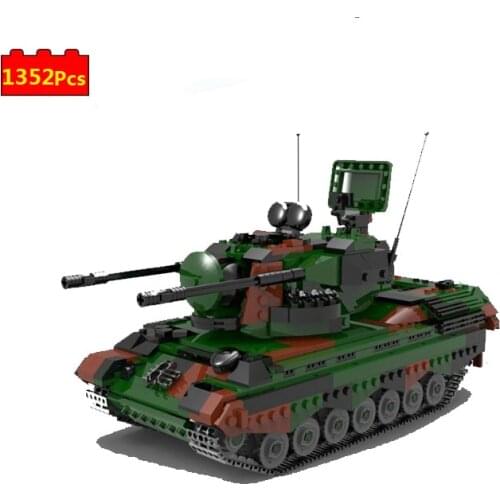 Military Series Italian FlakPz Gepard half-track armored vehicle soldier Figures DIY Model Building Blocks Bricks Toys Gifts