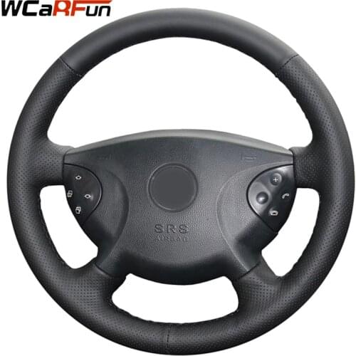 WCaRFun Black Artificial Leather Hand-Stitched Steering Wheel Cover for Mercedes Benz W210 E240 E63 E320 E280 2002-2005