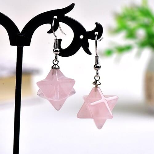 1PC Natural Crystal Merkaba Earrings Crystal Ore Magic Restoration Healing Crystal Increase Charm Earrings Ladies Jewelry Gifts
