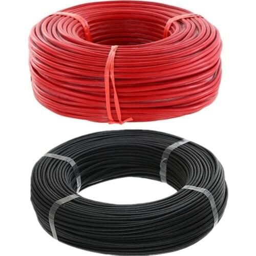 10meter/lot High Quality 5m red and 5m black color wire silicone 10 12 14 16 18 20 22 24 26 AWG 40%Off