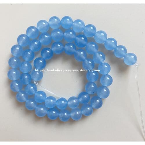 Free Shipping Natural Stone Dyed Color Lt Aquamarines Jades Round Loose Beads 6 8 10 MM Pick Size Jewelry Making