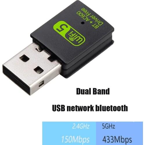 Wireless 600Mbps USB 2.0 Network Card Antenna Wifi Adapter Receiver 2.4G 5G Bluetooth-Compatible Dongle for Desktop PC Computer