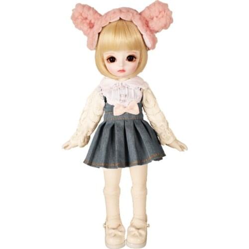 BJD doll SD doll 1 / 6 girl angel Melissa lace denim skirt suit doll resin realistic doll beautiful gift factory direct sales