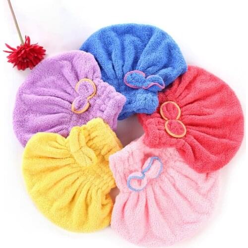 Bowknot Water Absorbent Quick Hair Drying Cap Bathing Hat Tool Drying Head Towel Absorbs wetness dries hair faster normal towels