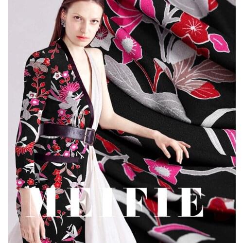 Printing black breathable polyester fabric meter 150cm drape dress fashion fabric wholesale polyester cloth