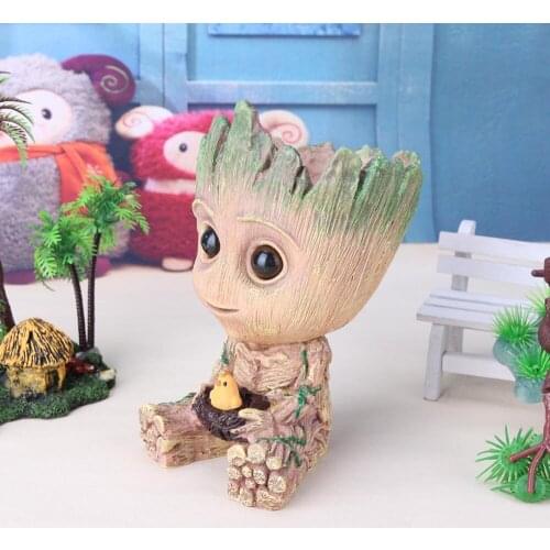 Baby Groot Flower Pot Flowerpot Planter Action Figures Toy Tree Man Cute PVC Model Toy Pen Pots Gift for Home Office