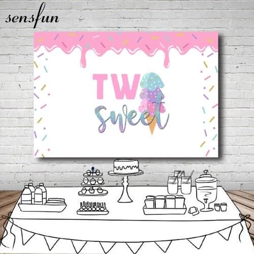 Sensfun Candy Ice Cream Two Sweet Backdrops For Photography Pink Slime Girls Birthday Party Backgrounds Photo Studio Customized