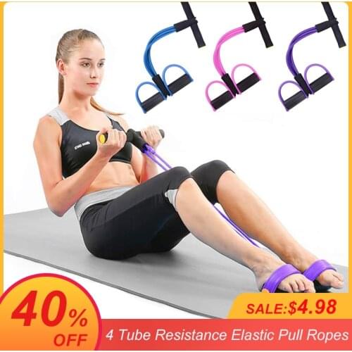 4 Tube Resistance Elastic Pull Ropes Exerciser Power Belly Resistance Band Home Gym Sport Training Elastic Bands For Fitness