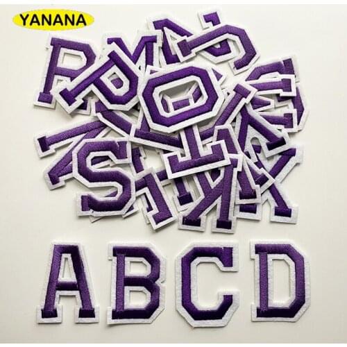 Purple Alphabet English Letter Embroidery Iron On Patch For Clothing Badge Paste For Clothes Bag DIY
