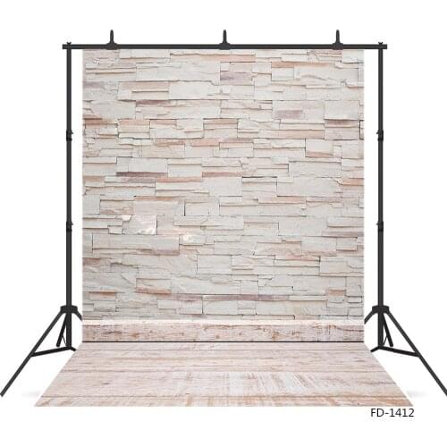 White Brick Wall Wooden Floor Backdrop Decoration Baby Shower Children Portrait Party Photography Background Photo Studio Props