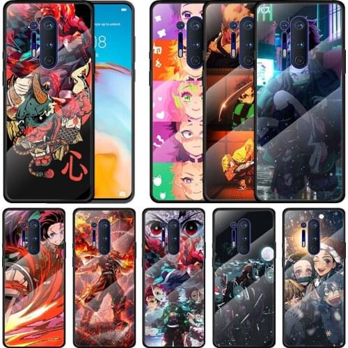 Hot Anime Demon Slayer Kimetsu No Yaiba For Oneplus 9R 9 8T 8 Nord Z 7T 7 Pro 5G Tempered Glass Shell Phone Case Cover