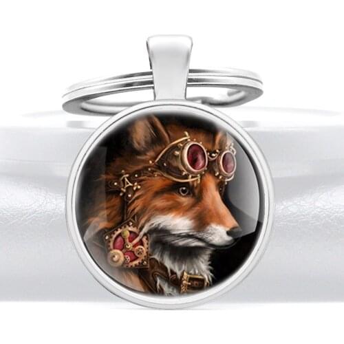 Classic Steampunk Fox Pendant Key Rings Charm Men Women Fob Key Chains Jewelry