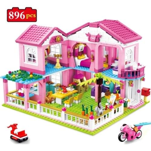 City House Big Garden Villa Castle Yacht Building Blocks Sets Friends Princess Figures Creative Bricks Educational Toys For Girl